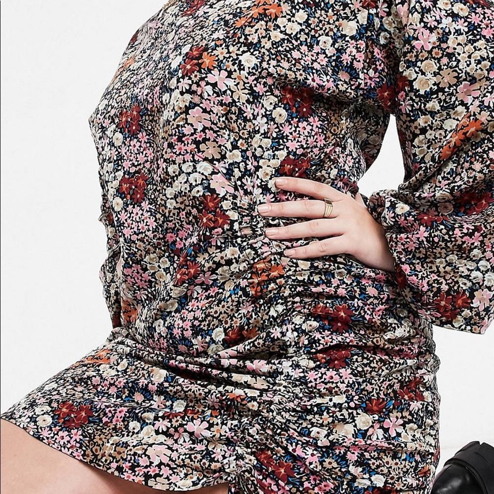 Asos Curve Multicolored mini dress with ruching